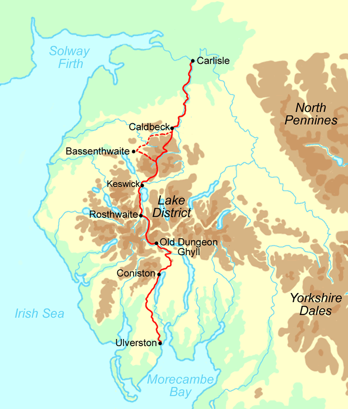 Cumbria Way Run map